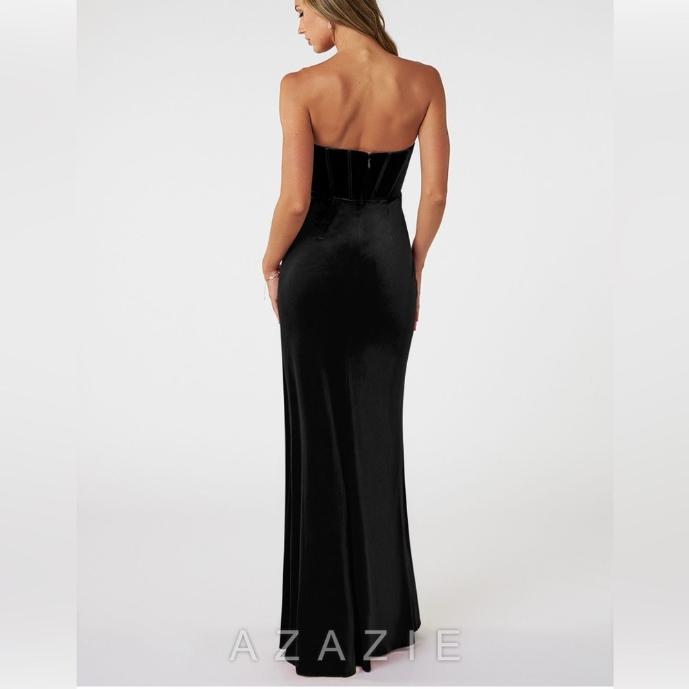 Azazie Black Strapless Dress - Picture 6 of 16